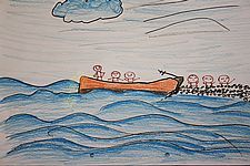 Zeichnung eines Flüchtlingsbootes
